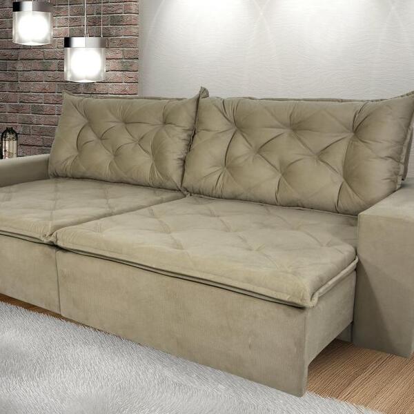 Sofá 4 Lugares Com Pillow Retrátil E Reclinável 2,50m Ravi Ve