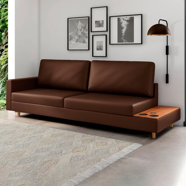 Sofá 4 Lugares Com Porta Copos E Carregador Portátil 240cm Ma