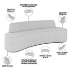 Sofá 4 Lugares Curvo Sala De Estar Living Cancún D02 Linho Ci