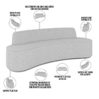 Sofá 4 Lugares Curvo Sala De Estar Living Cancún D02 Linho Ci