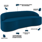 Sofá 4 Lugares Curvo Sala De Estar Living Lótus D02 Veludo Az