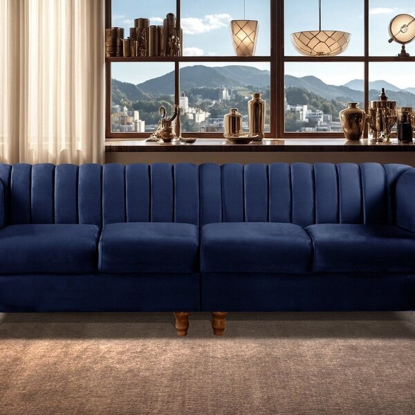 Sofá 4 Lugares Decoração Retrô Clássico Realeza Chesterfield