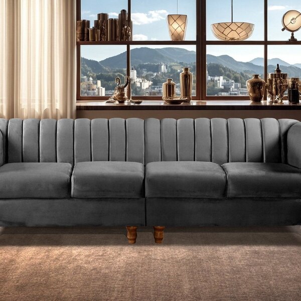 Sofá 4 Lugares Decoração Retrô Clássico Realeza Chesterfield