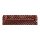 Sofá 4 Lugares Gênova 280cm Couro Marrom Café - Gran Belo