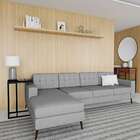 Sofá 4 Lugares Happpy Com Chaise Esquerdo Pé Palito Linho Cot