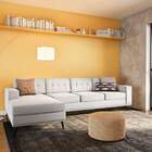 Sofá 4 Lugares Happy Com Chaise Esquerdo Pé Palito Linho Cott