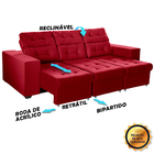 Sofá 4 Lugares Itália Plus 2,25m Retrátil, Reclinável, Com 2