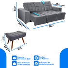 Sofá 4 Lugares Itália Plus 2,50m Retrátil, Reclinável, Com 2