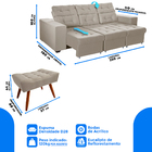 Sofá 4 Lugares Itália Plus 2,50m Retrátil, Reclinável, Com 2