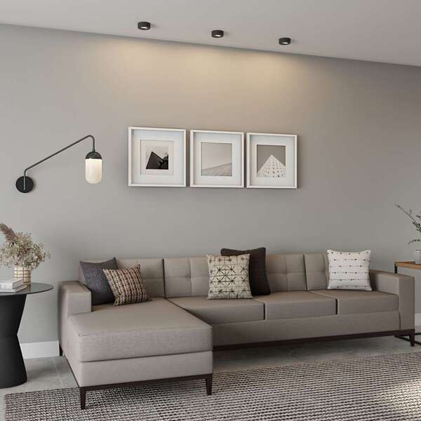 Sofá 4 Lugares Life Com Chaise Esquerdo Pés E Base Em Madeira