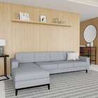 Sofá 4 Lugares Life Com Chaise Esquerdo Pés E Base Em Madeira