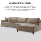 Sofá 4 Lugares Linho Grécia Pés De Madeira Cru