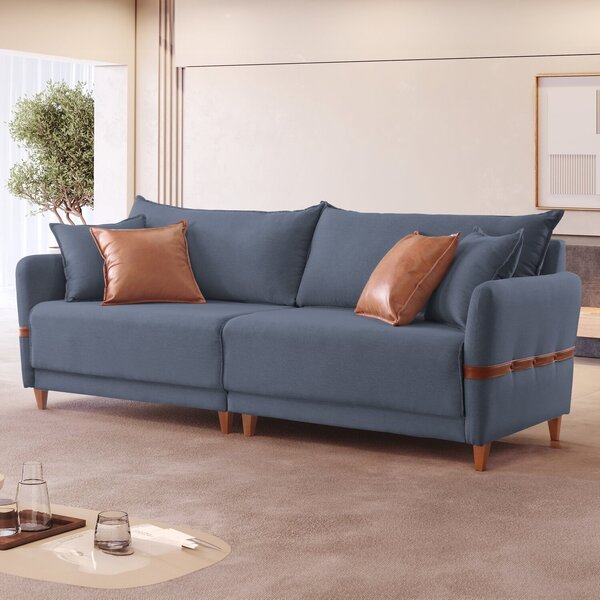 Sofá 4 Lugares Living 245cm Canela Azul/marrom