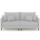 Sofá 4 Lugares Living 252cm Pé Madeira Zoe Linho Cinza Claro