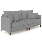 Sofá 4 Lugares Living 252cm Pé Madeira Zoe Linho Cinza Escuro