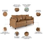Sofá 4 Lugares Living 252cm Pé Madeira Zoe Sintético Camel Z0