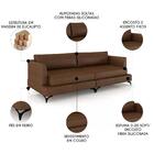 Sofá 4 Lugares Living 270cm Pé Ferro Soren Couro Caramelo Z55