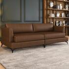 Sofá 4 Lugares Living 270cm Pé Ferro Soren Couro Caramelo Z55