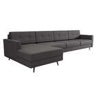 Sofá 4 Lugares Living Com Chaise Esquerdo Pé Palito Linho Cot