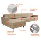 Sofá 4 Lugares Living Com Chaise Esquerdo Pé Palito Linho Cot
