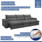 Sofá 4 Lugares Martinho Retrátil Veludo Cinza  - Celflex