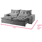 Sofá 4 Lugares Máximo Retrátil E Reclinável 2,50m Suede Cinza