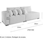 Sofá 4 Lugares Modulado Chaise Almofada Solta Molas Isa Bd Li