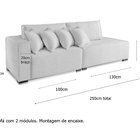 Sofá 4 Lugares Modulado com Chaise Isa BE Linho OffWhite 2,5m