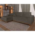 Sofá 4 Lugares Mônaco Com Chaise Esquerdo Linho Marrom Escuro