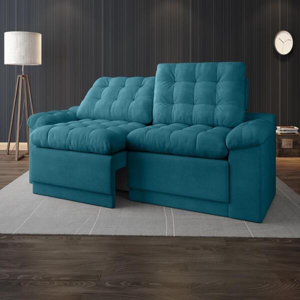 Sofá 4 Lugares Net Confort Assento Retrátil E Reclinável Turq