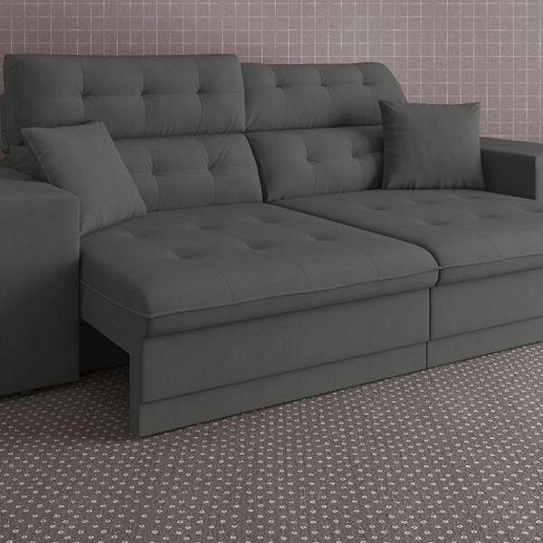 Sofá 4 Lugares Net Prestige Assento Retrátil E Reclinável Gra