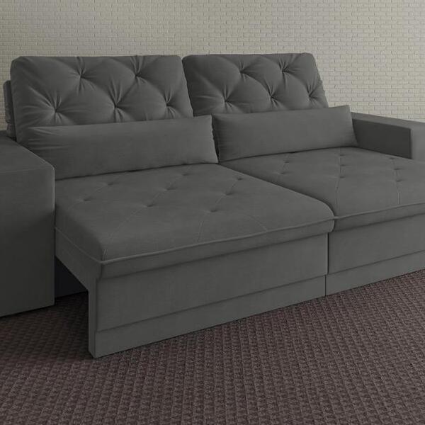 Sofá 4 Lugares Net Royale Assento Retrátil E Reclinável Grafi