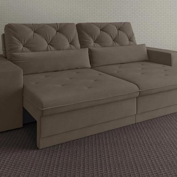 Sofá 4 Lugares Net Royale Assento Retrátil E Reclinável Marro