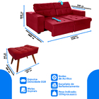 Sofá 4 Lugares New Itália 2,20m Retrátil, Reclinável, Com 2 P