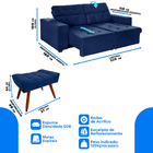 Sofá 4 Lugares New Itália 2,20m Retrátil, Reclinável, Com 2 P