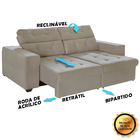 Sofá 4 Lugares New Itália 2,20m Retrátil, Reclinável, Com 2 P