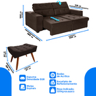 Sofá 4 Lugares New Itália 2,50m Retrátil, Reclinável, Com 2 P