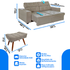 Sofá 4 Lugares New Itália 2,50m Retrátil, Reclinável, Com 2 P