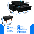 Sofá 4 Lugares New Itália 2,50m Retrátil, Reclinável, Com 2 P