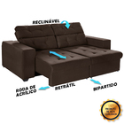 Sofá 4 Lugares New Itália 2,70m Retrátil, Reclinável, Com 2 P
