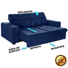 Sofá 4 Lugares New Itália 2,70m Retrátil, Reclinável, Com 2 P