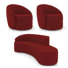 Sofá 4 Lugares Orgânico 220cm Morgan E 2 Poltronas Lua Veludo