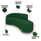 Sofá 4 Lugares Orgânico 220cm Morgan Pé Aço Dourado Suede D03