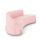 Sofá 4 Lugares Orgânico 220cm Morgan Pé Aço Dourado Suede D03