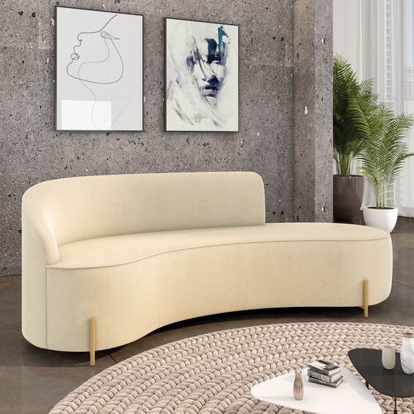 Sofá 4 Lugares Orgânico 220cm Morgan Pé Aço Dourado Suede D03