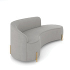 Sofá 4 Lugares Orgânico 220cm Morgan Pé Aço Dourado Suede D03