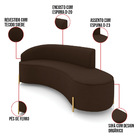 Sofá 4 Lugares Orgânico 220cm Morgan Pé Aço Dourado Suede D03