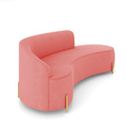 Sofá 4 Lugares Orgânico 220cm Morgan Pé Aço Dourado Suede D03