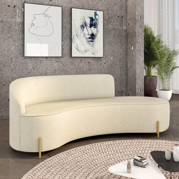 Sofá 4 Lugares Orgânico 220cm Morgan Pé Aço Lateral Dourado L