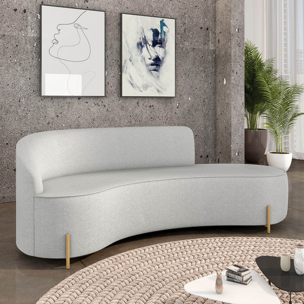 Sofá 4 Lugares Orgânico 220cm Morgan Pé Aço Lateral Dourado L